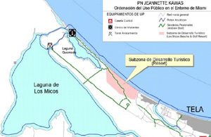 Bahía de Tela y alrededores /Mapa: Indymedia bahiatela-300x195-indymedia